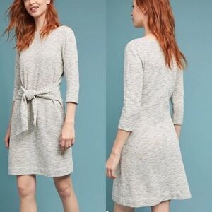 New Anthropologie t.la heather gray 3/4 sleeve becky tie waist dress size xs